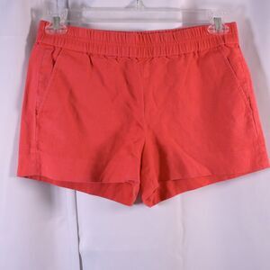 J Crew Red Linen Cotton Pull On Shorts Womens 4 30x3‎